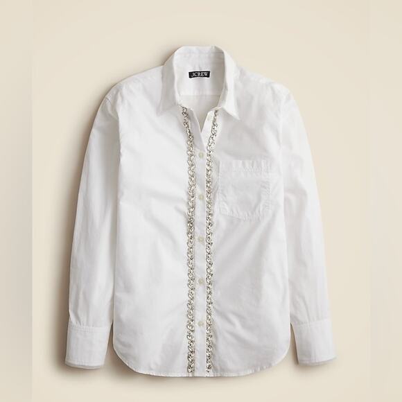 Embellished Garçon shirt with tulle in cotton poplin Size 10 CF452 - Picture 1 of 6